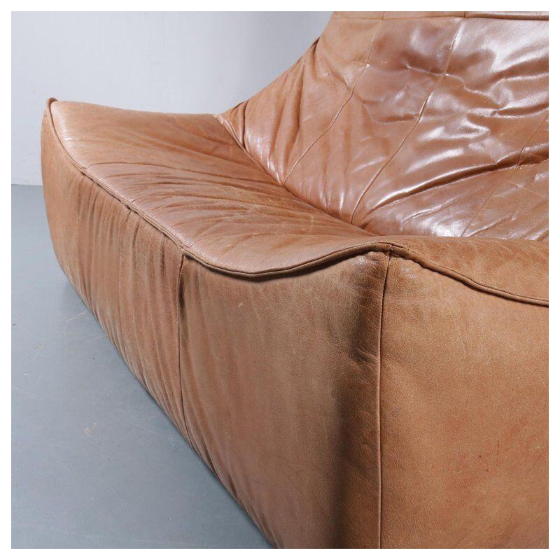 Vintage The Rock sofa for Montis in brown leather 1970