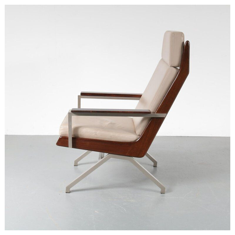 Paire de fauteuils vintage pour Gelderland en tissu beige et métal 1960