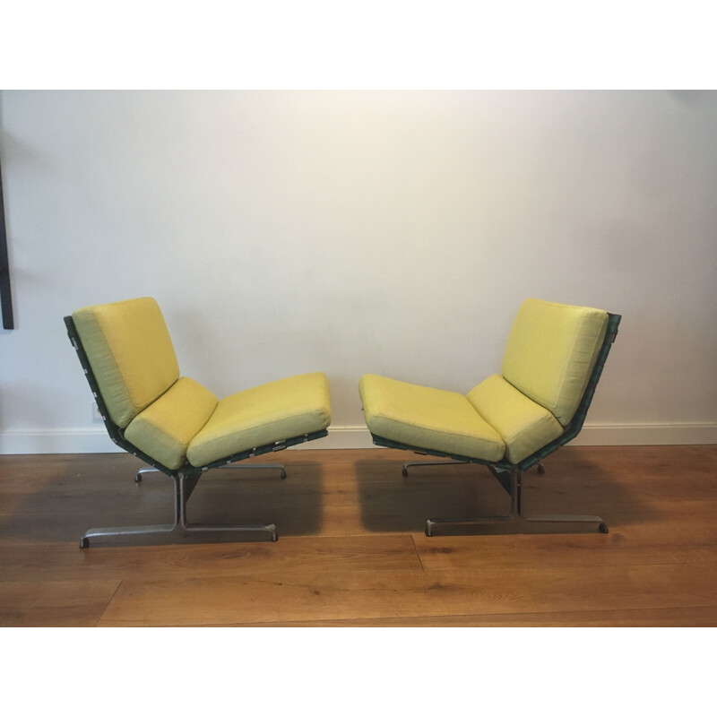 Conjunto de 2 cadeiras de sala de estar vintage por Etienne Fermigier para Meuble et Fonction 1960s