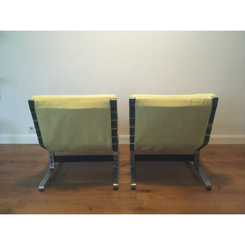 Conjunto de 2 cadeiras de sala de estar vintage por Etienne Fermigier para Meuble et Fonction 1960s