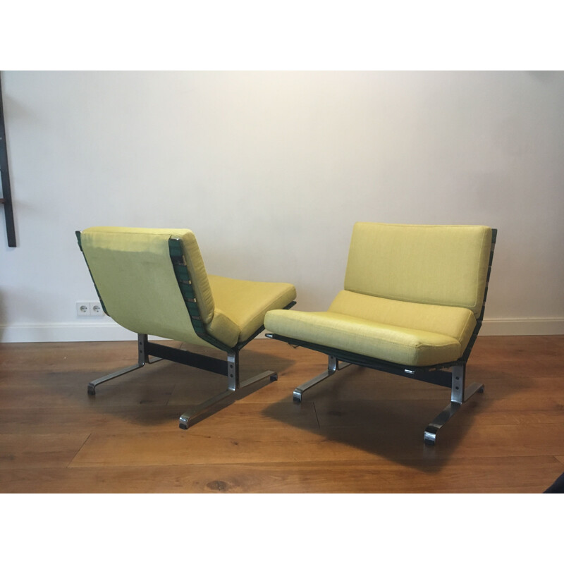 Set of 2 vintage Lounge Chairs by Etienne Fermigier for Meuble et Fonction 1960s