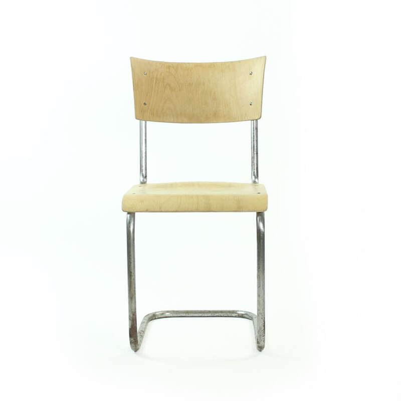 Vintage-Stuhl aus verchromten, gebogenen Rohren von Mart Stam by Kovona company, Tschechoslowakei 1950