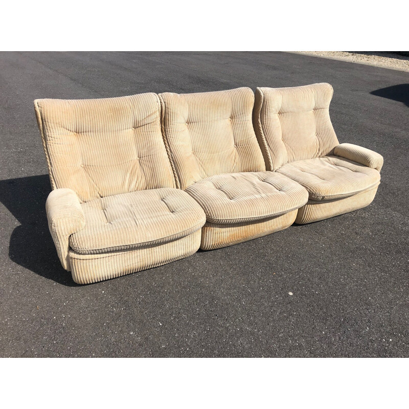 Vintage living room set sofa and 2 low chairs Orchidée by Michel Cadestin for Airborne