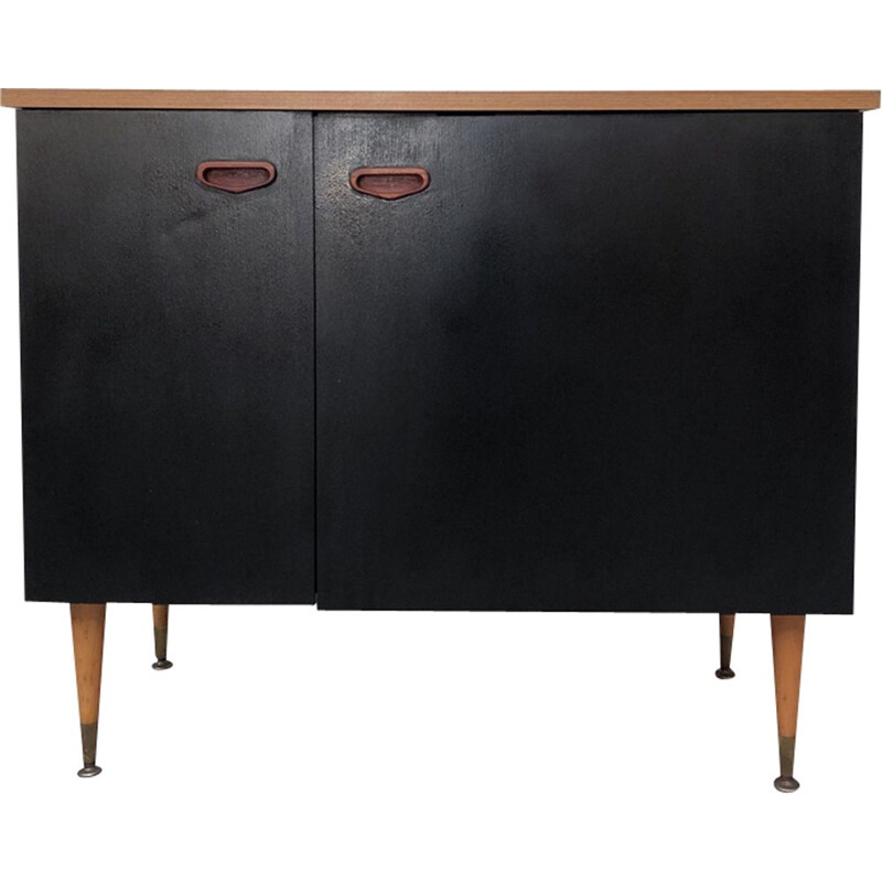 Enfilade vintage danoise noire en bois 1970