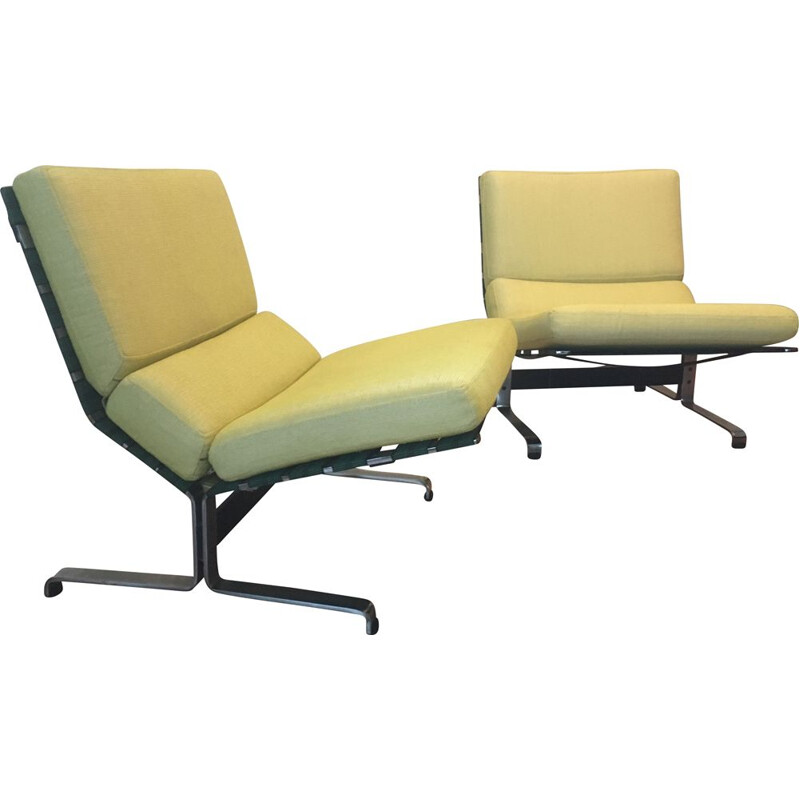 Ensemble de 2 fauteuils lounge vintage par Etienne Fermigier pour Meuble et Fonction années 1960