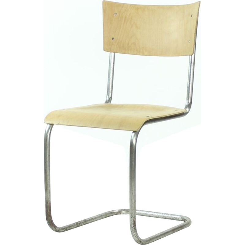 Vintage chrome folded tube chair by Mart Stam by Kovona company, Czechoslovakia 1950
