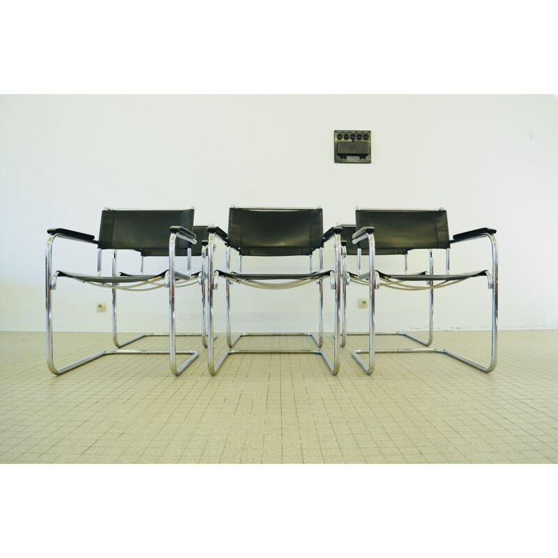 Suite de 6 chaises vintage Thonet S34 bauhaus par Mart Stam