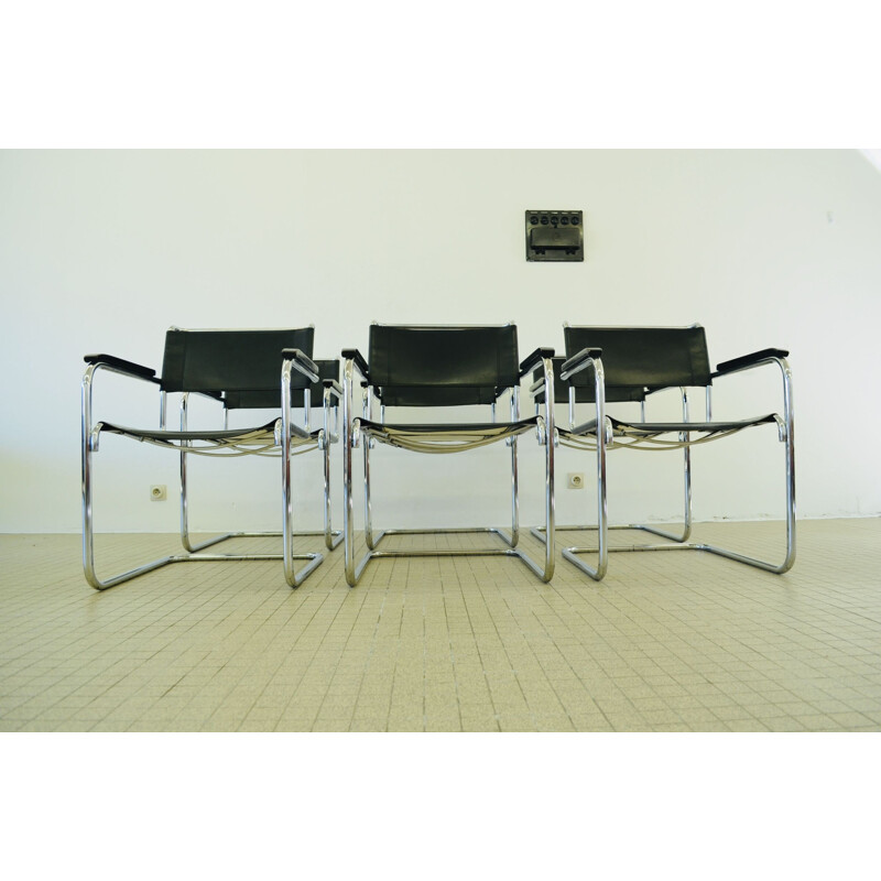 Set of 6 vintage Thonet S34 bauhaus chairs by Mart Stam
