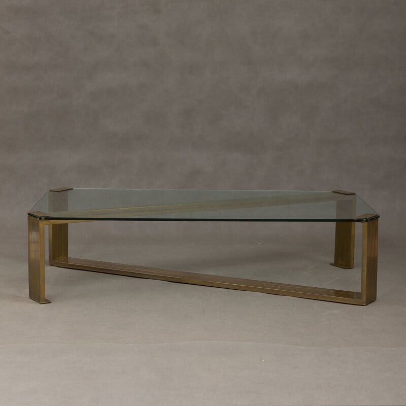 Vintage coffee table by Rega in brass and glass 1970