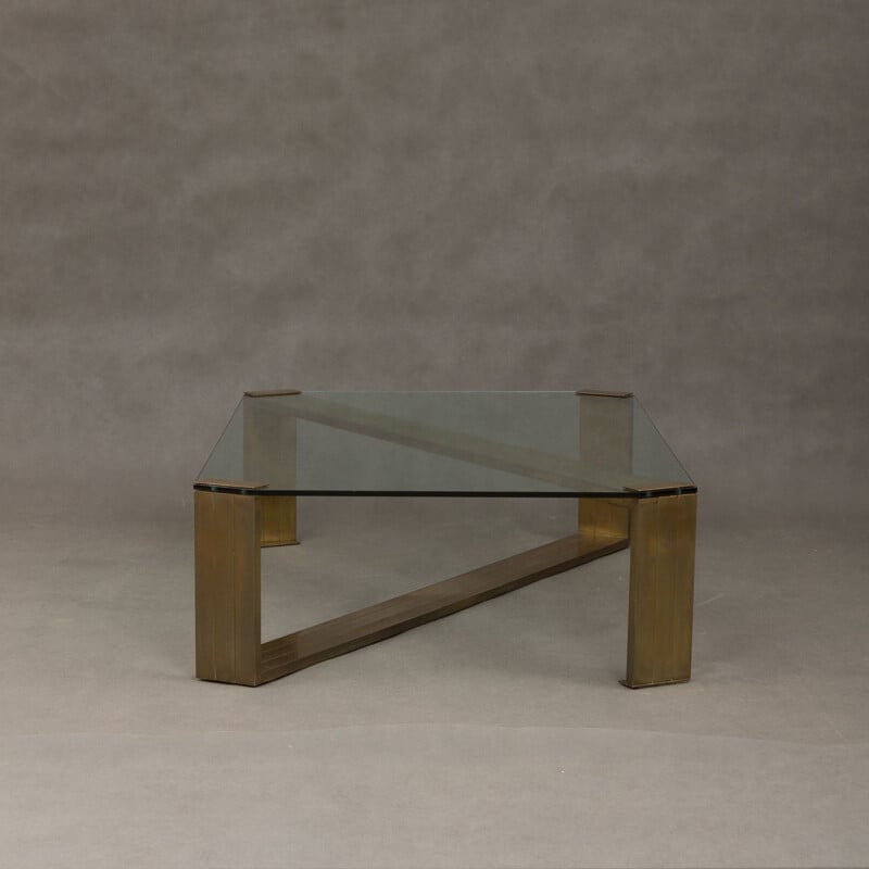 Vintage coffee table by Rega in brass and glass 1970