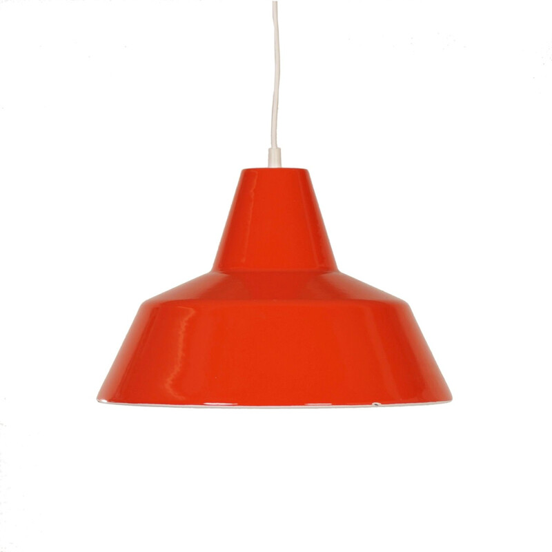 Vintage scandinavian pendant by Louis Poulsen in orange iron 1970