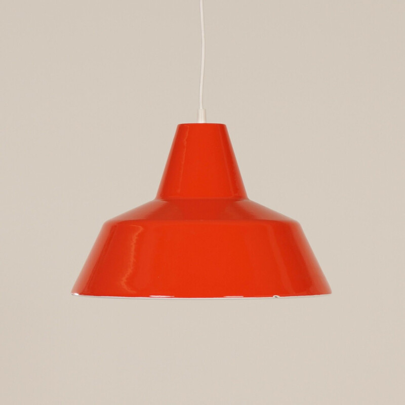 Vintage scandinavian pendant by Louis Poulsen in orange iron 1970