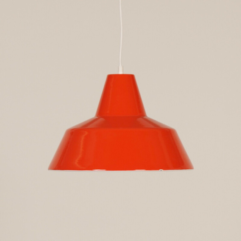 Vintage scandinavian pendant by Louis Poulsen in orange iron 1970