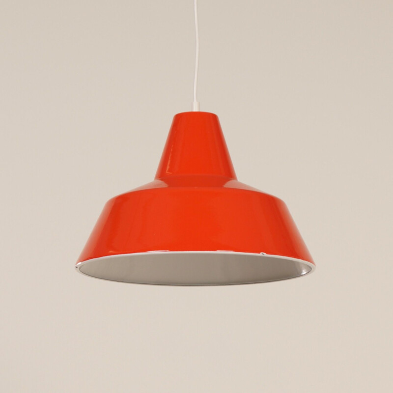 Vintage scandinavian pendant by Louis Poulsen in orange iron 1970