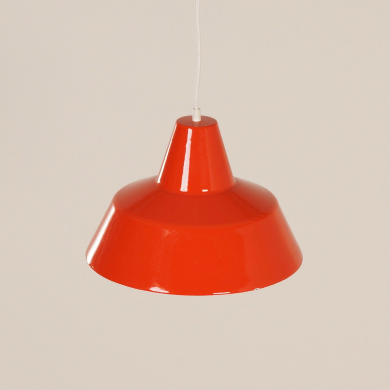 Vintage scandinavian pendant by Louis Poulsen in orange iron 1970