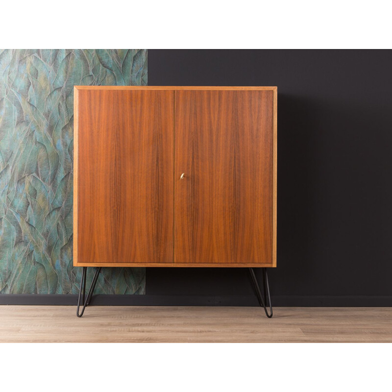 Vintage german shoe cabinet in walnut and steel 1960