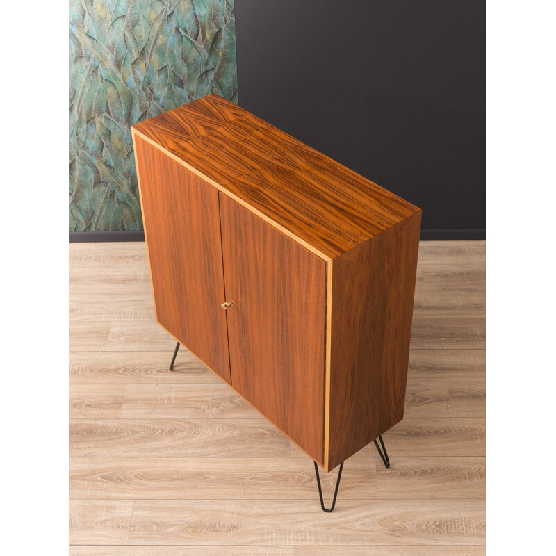 Vintage german shoe cabinet in walnut and steel 1960