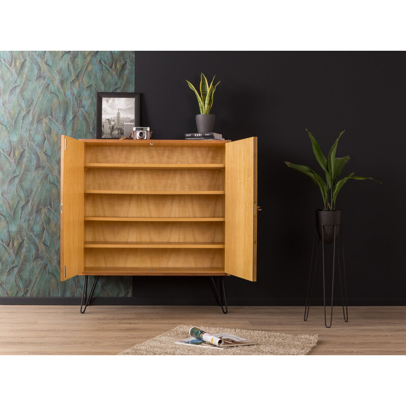 Vintage german shoe cabinet in walnut and steel 1960