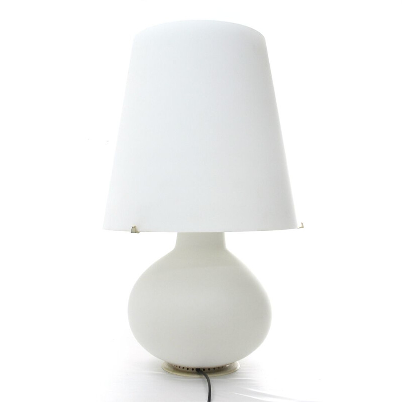 Vintage white 1853 floor lamp for Fontana Arte in metal and glass 1950