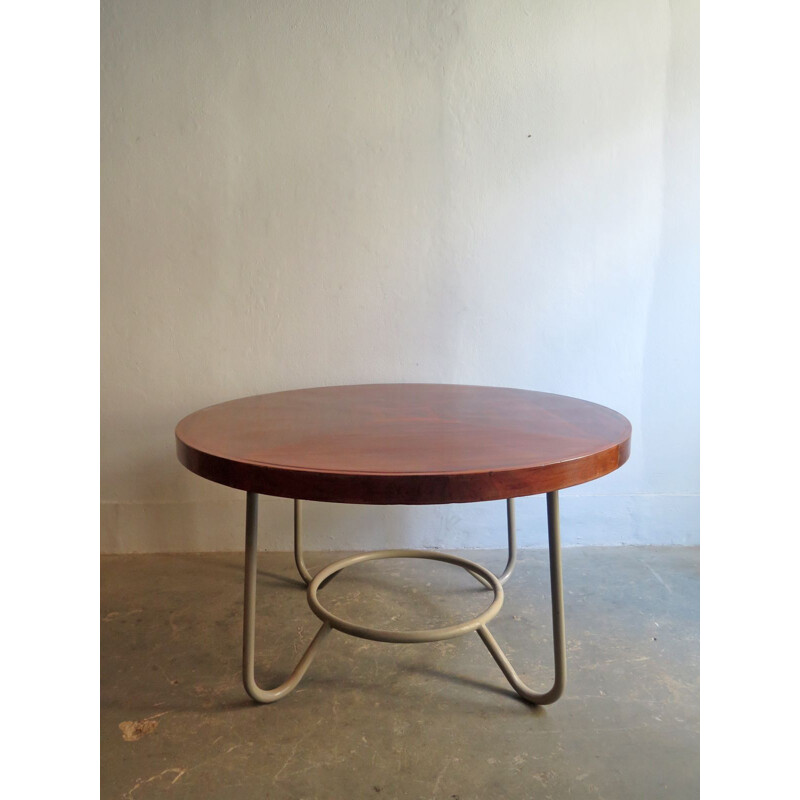 Vintage Bauhaus table in wood and metal 1930