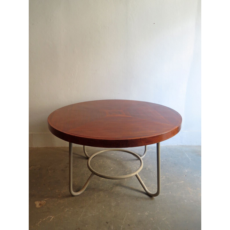 Vintage Bauhaus table in wood and metal 1930
