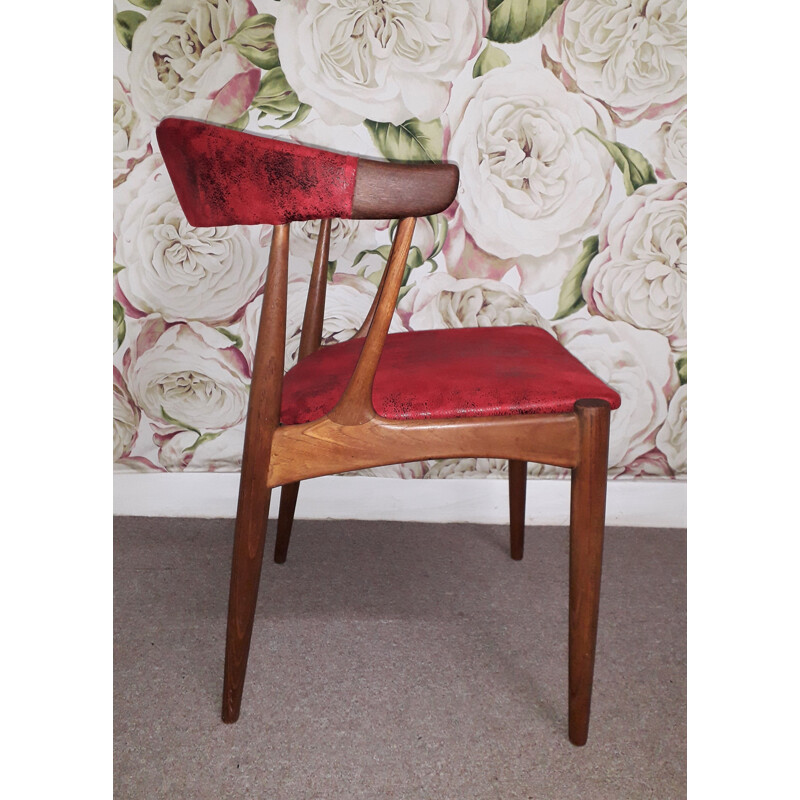 Vintage danish chair for Samcom in red fabric and teak 1960