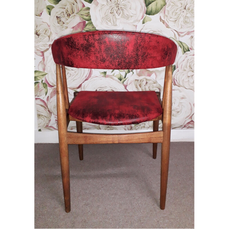 Vintage danish chair for Samcom in red fabric and teak 1960