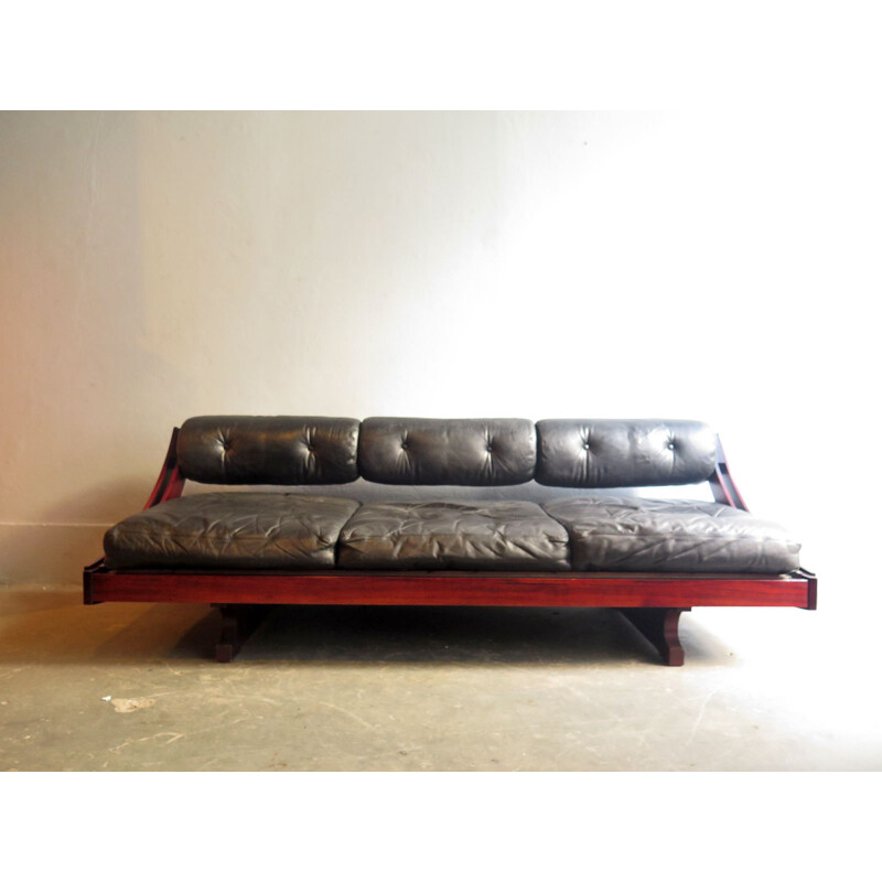 Rosewood and leather daybed by Gianni Songia