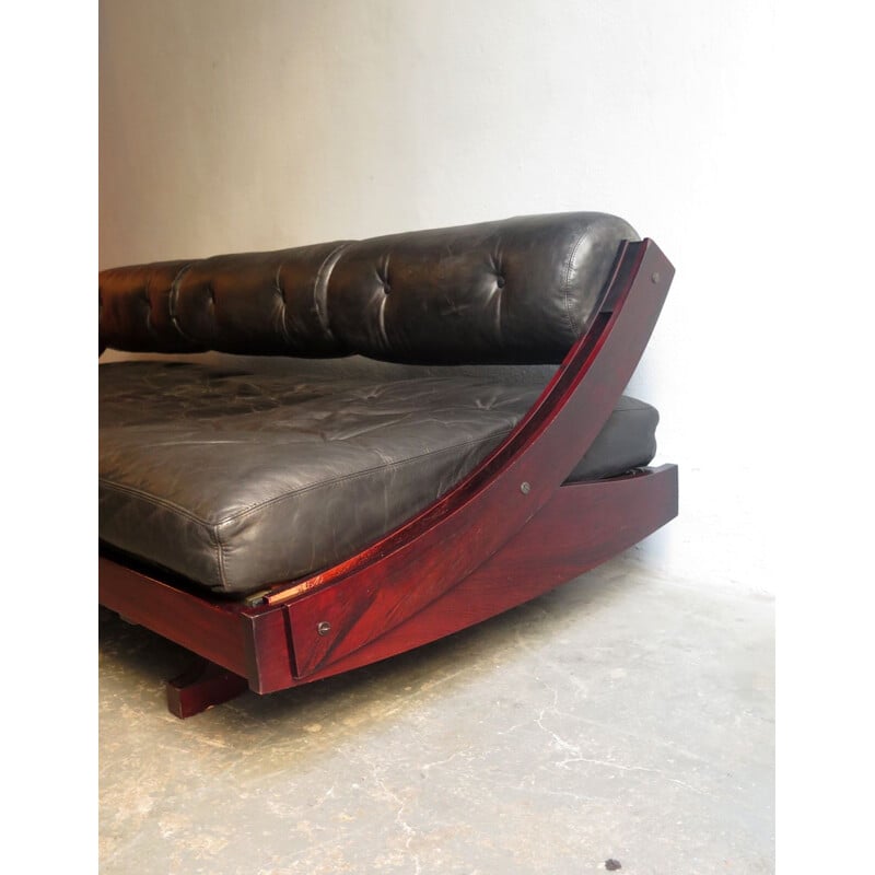 Rosewood and leather daybed by Gianni Songia