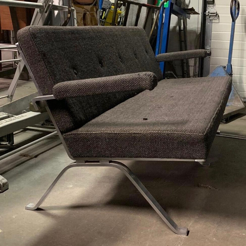 Vintage 3-Sitzer-Sofa aus schwarzem Leder Modell 1042 von Artimeta