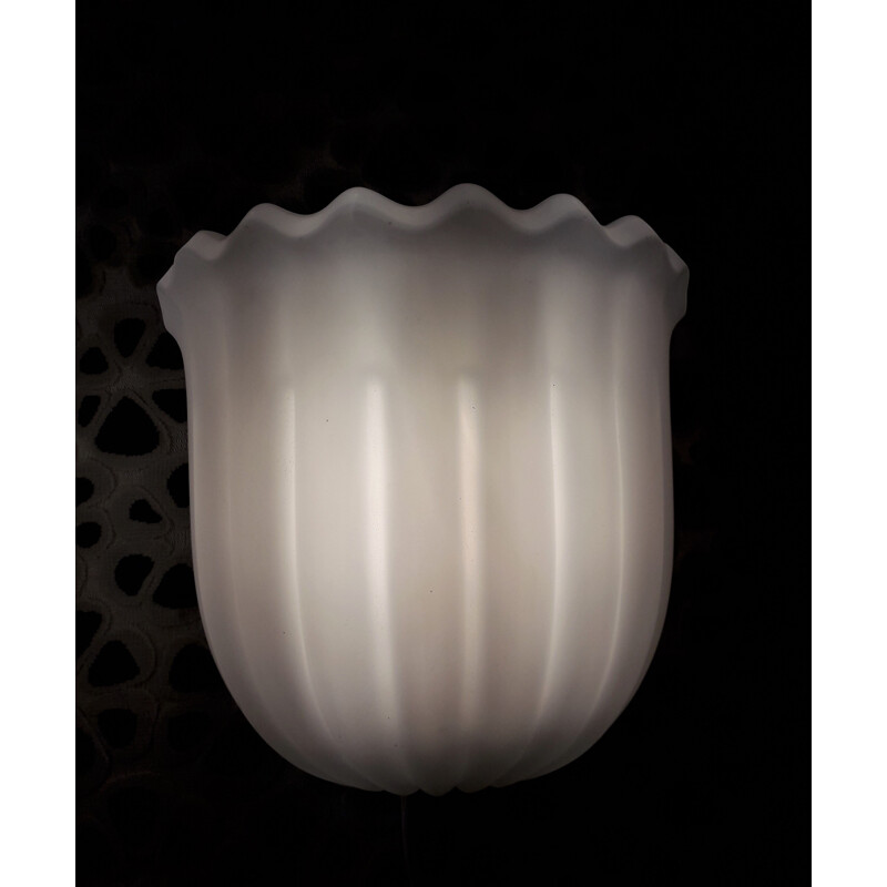 Pair of wall lamps in opaline by Limburg