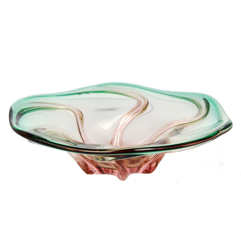 Vintage bowl in glass by Jozef Hospodka