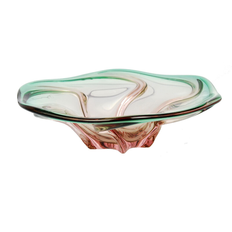 Vintage bowl in glass by Jozef Hospodka