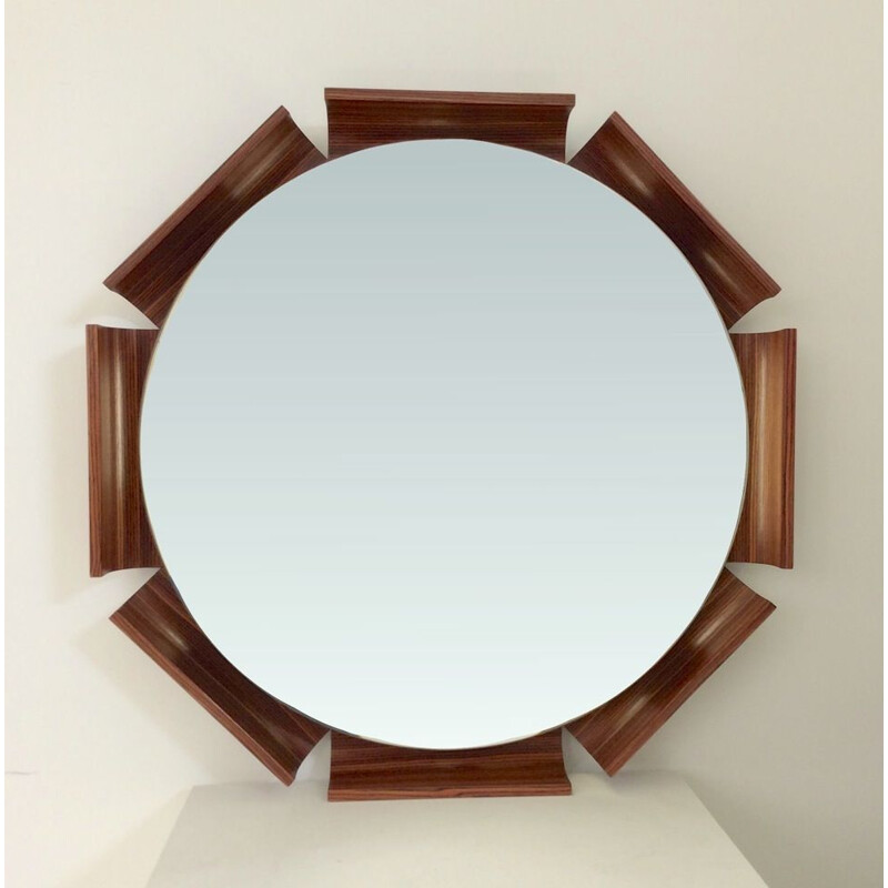 Miroir lumineux octogonal en palissandre