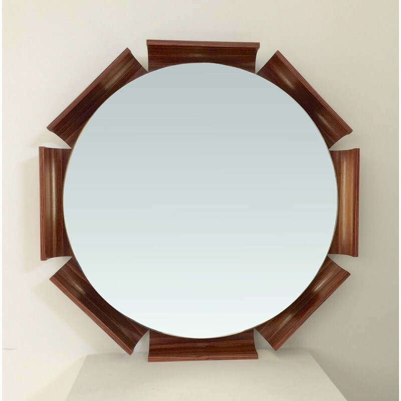 Octogonal light mirror in rosewood