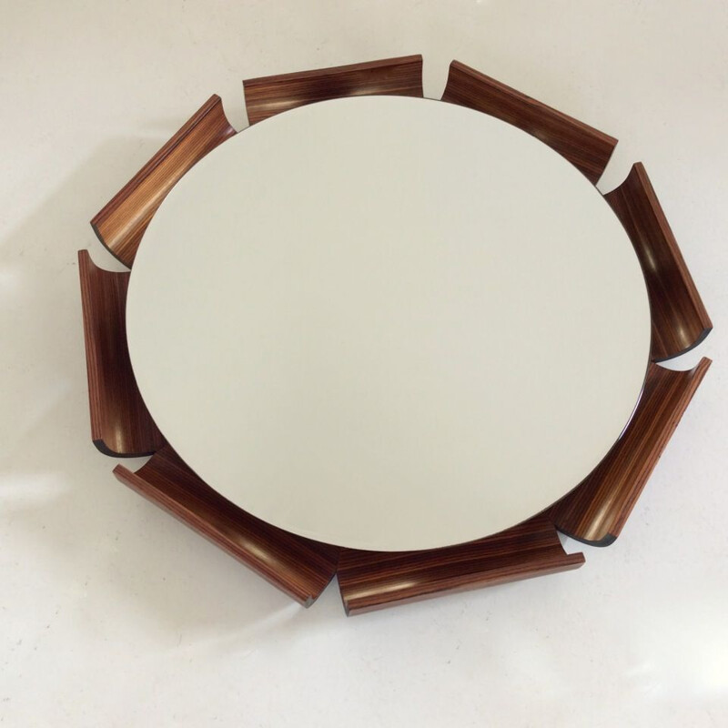 Octogonal light mirror in rosewood