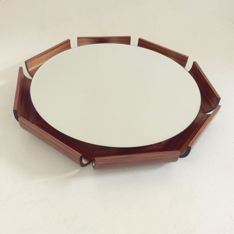 Octogonal light mirror in rosewood