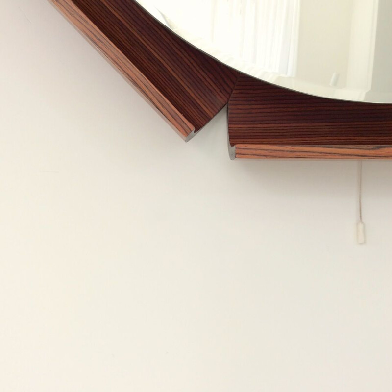 Octogonal light mirror in rosewood