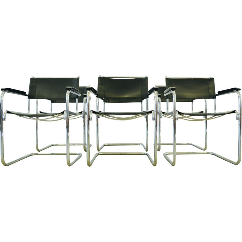 Set of 6 vintage Thonet S34 bauhaus chairs by Mart Stam
