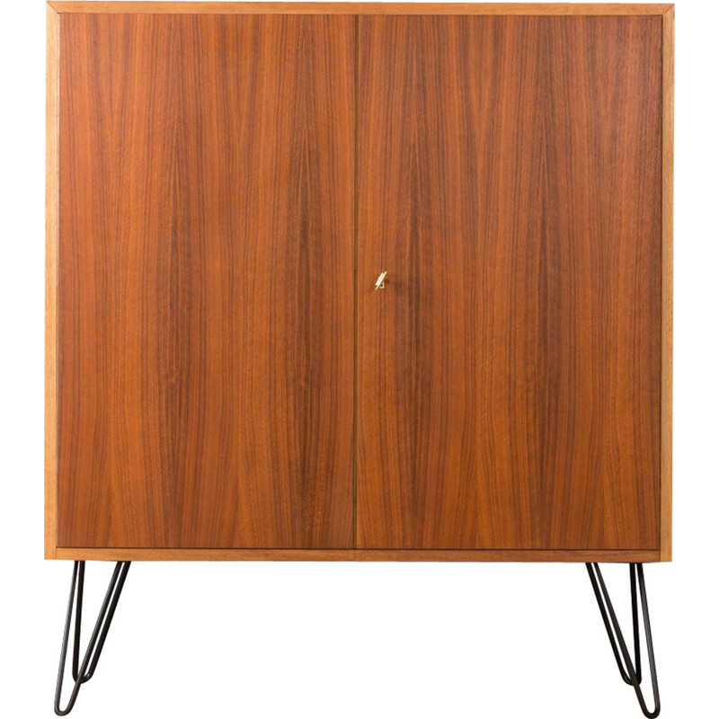 Vintage german shoe cabinet in walnut and steel 1960