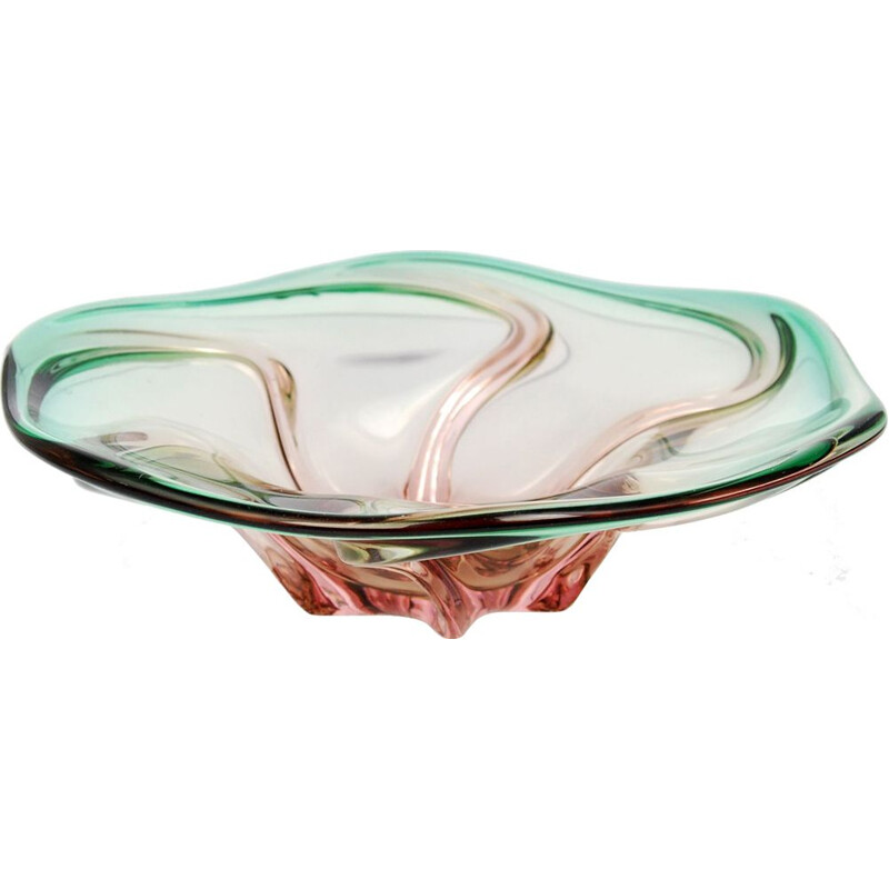 Vintage bowl in glass by Jozef Hospodka