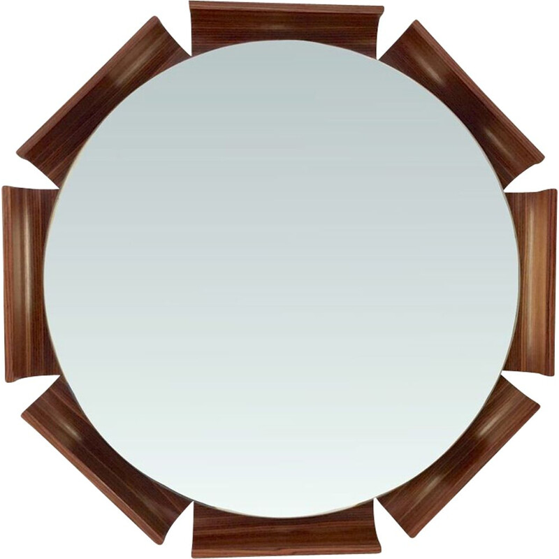 Octogonal light mirror in rosewood