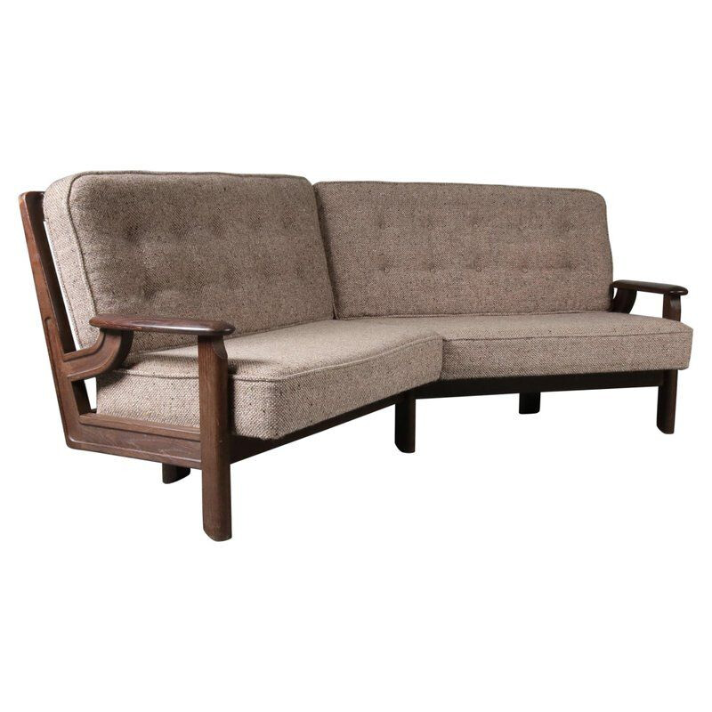 Vintage corner sofa by Guillerme et Chambron France 1940