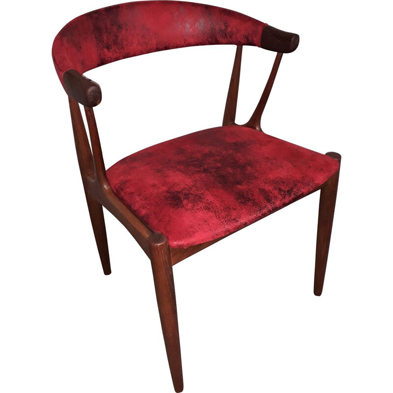 Vintage danish chair for Samcom in red fabric and teak 1960