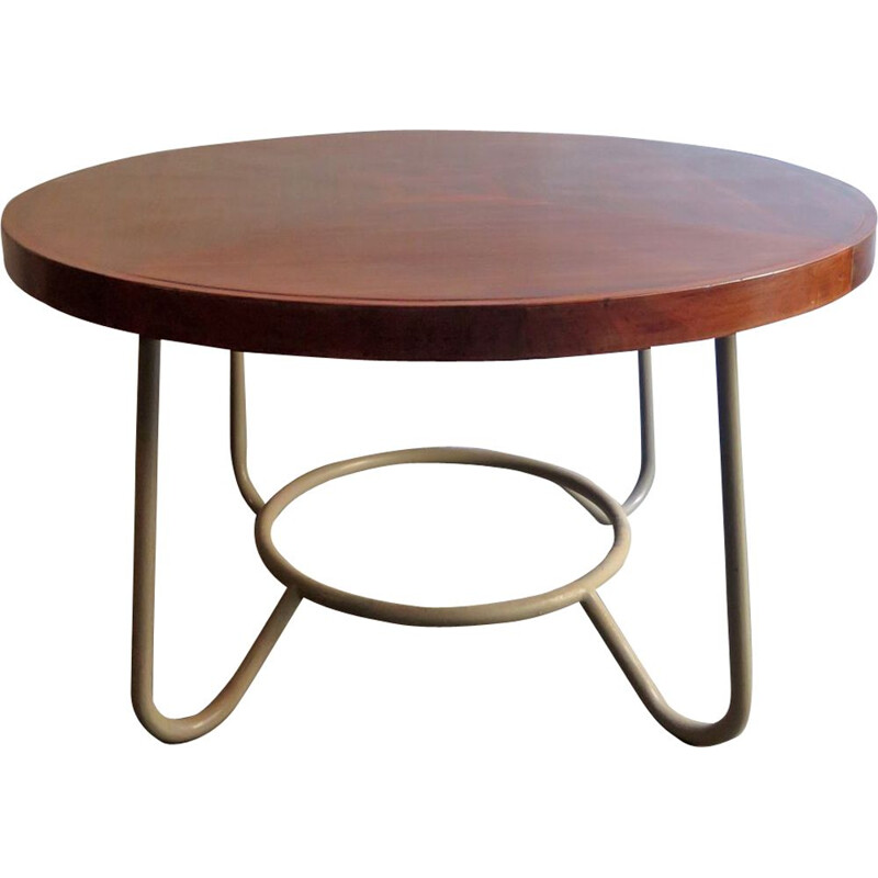 Table vintage Bauhaus en bois et métal 1930