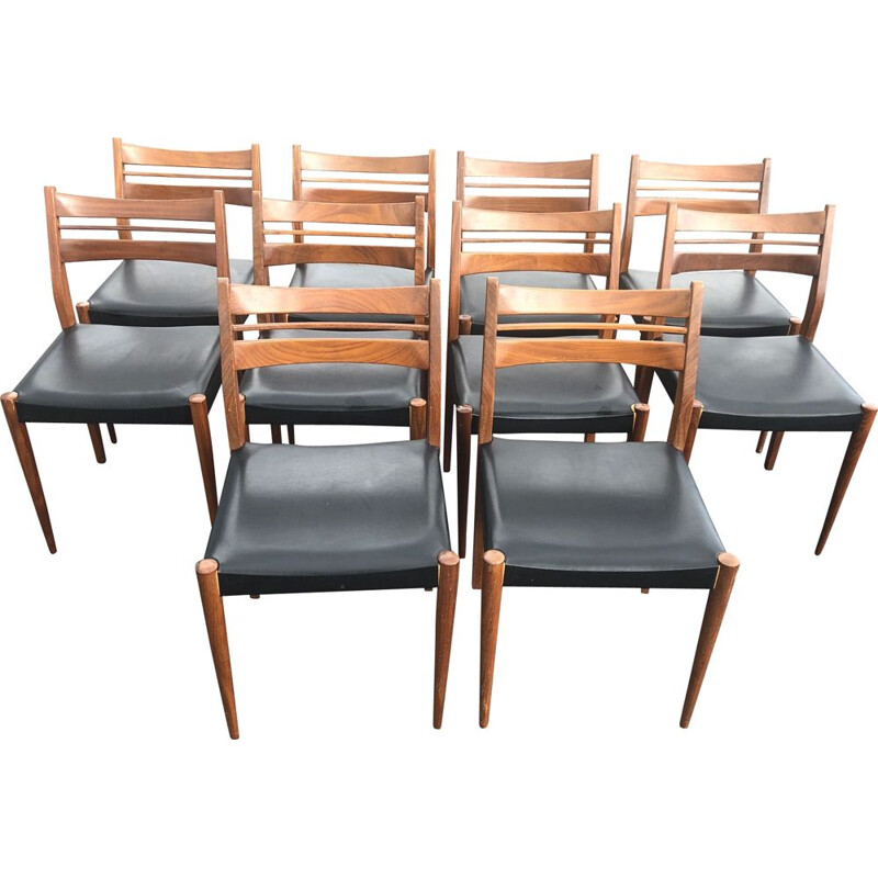 Set of 10 vintage chairs Scandinavian 1970s