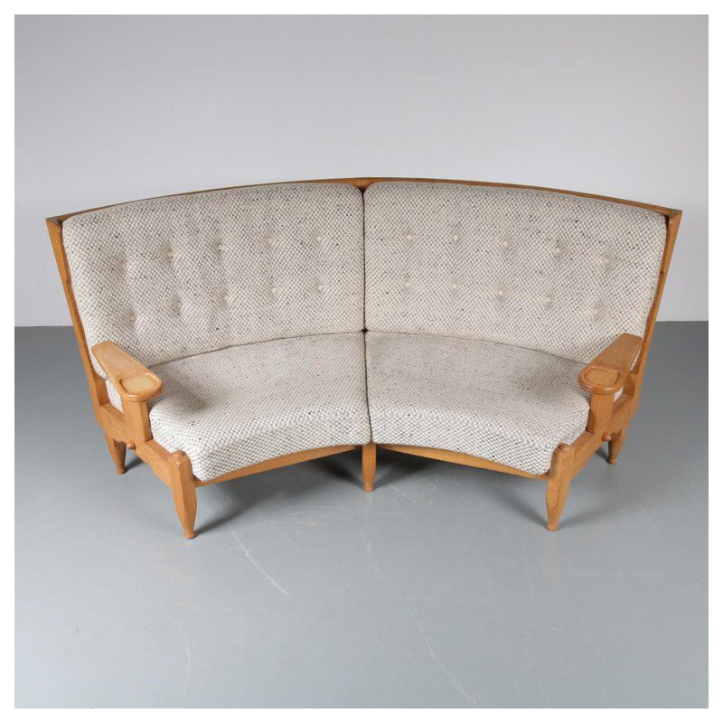 Vintage Corner Sofa Guillerme et Chambron, France, 1940