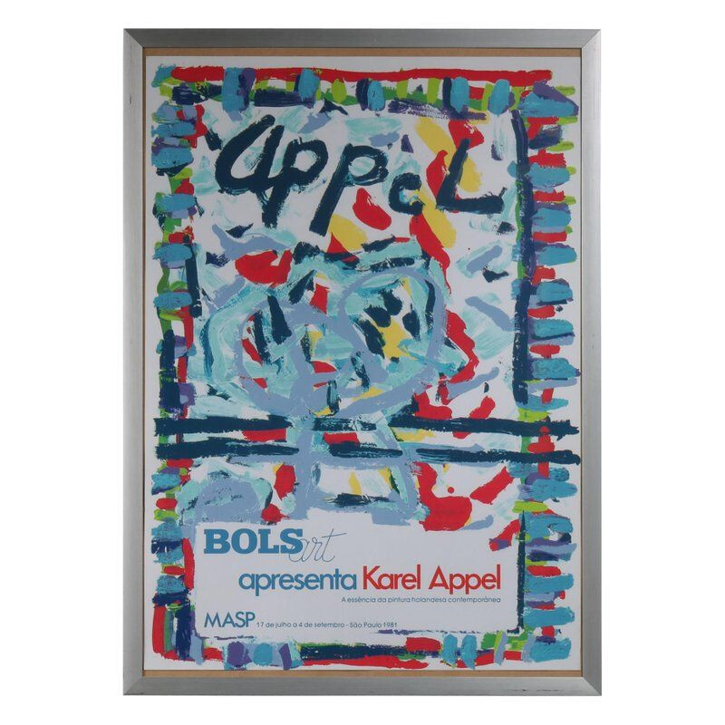 Litografia d'epoca di Karel Appel per la mostra Bols Art, Brasile 1981