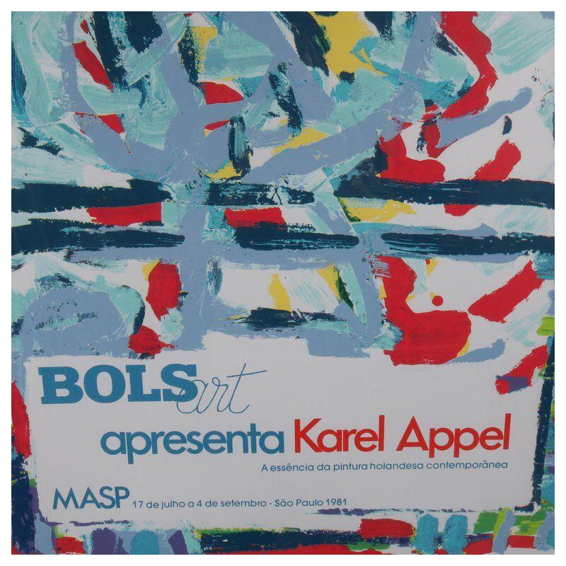 Vintage Karel Appel litho voor de tentoonstelling Bols Art, Brazilië 1981