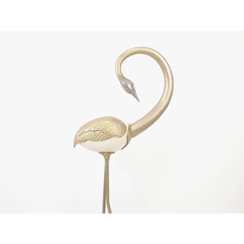 Large vintage ostrich in brass, 140 cm, around 1970